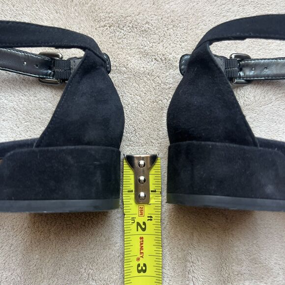 Stuart Weitzman Nudist June Black Suede Low Block Heel Ankle Strap Sandal US 5.5 - Picture 12 of 16
